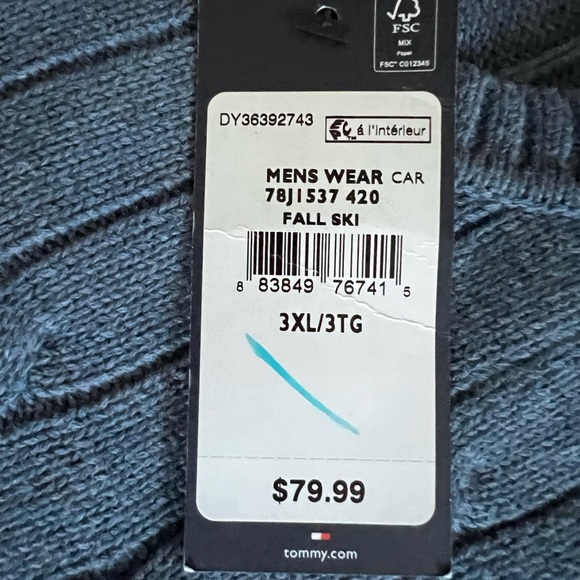 Tommy Hilfiger Fall Ski Sweater Blue 3XL New With Tags - Picture 5 of 5